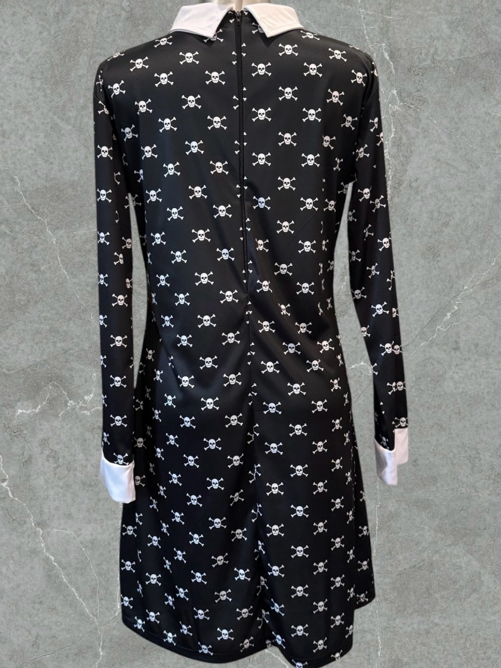 2 for $30 | Halloween Costume | Wednesday Addams Skull-Print Long-Sleeve Dress - Picture 5 of 16
